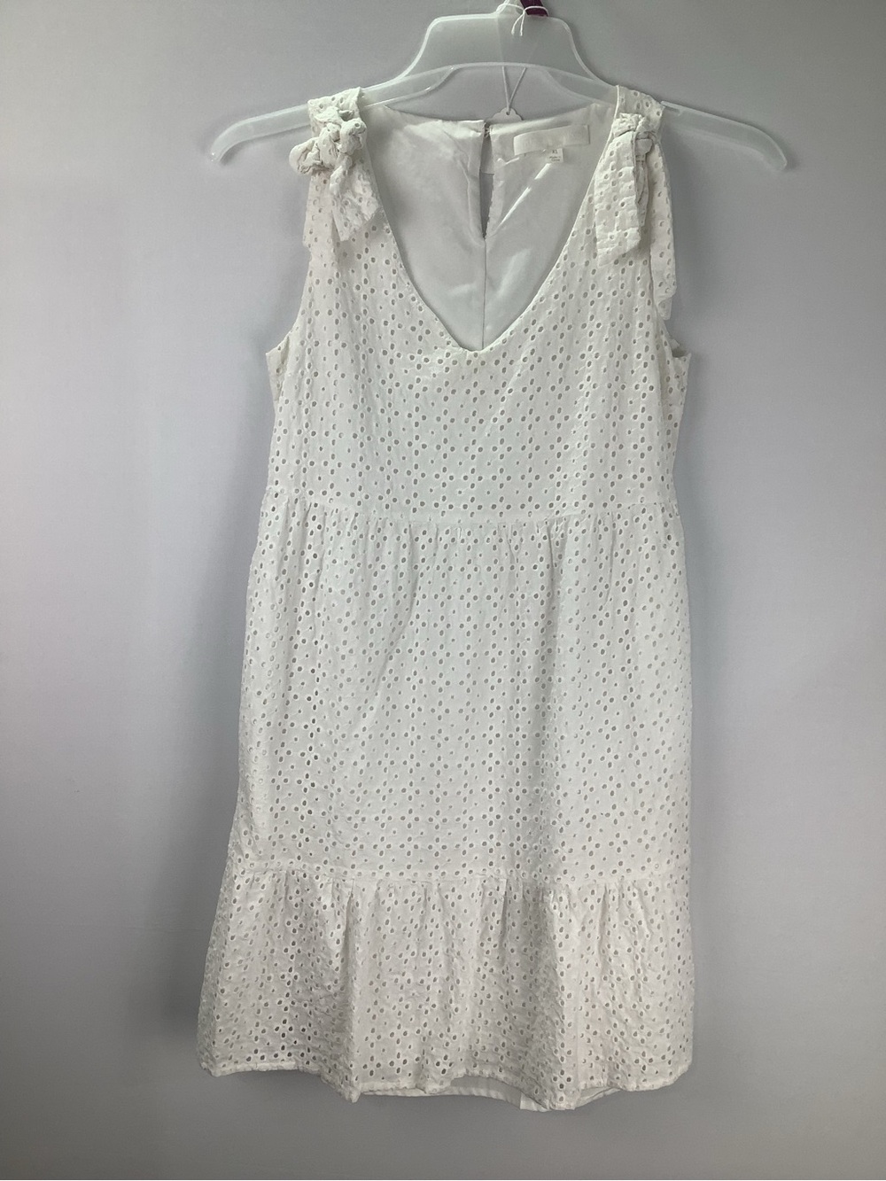 Adyson Parker White Eyelet Tiered Mini Summer Dress womens size XS